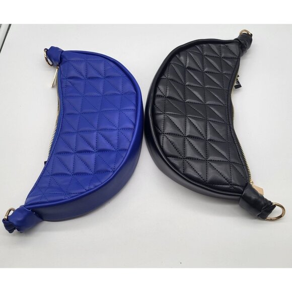 ANTTHONY Hobo Shoulder Purses Set of 2 Blue Black Quilted Look MISSING STRAPS! - Picture 1 of 10